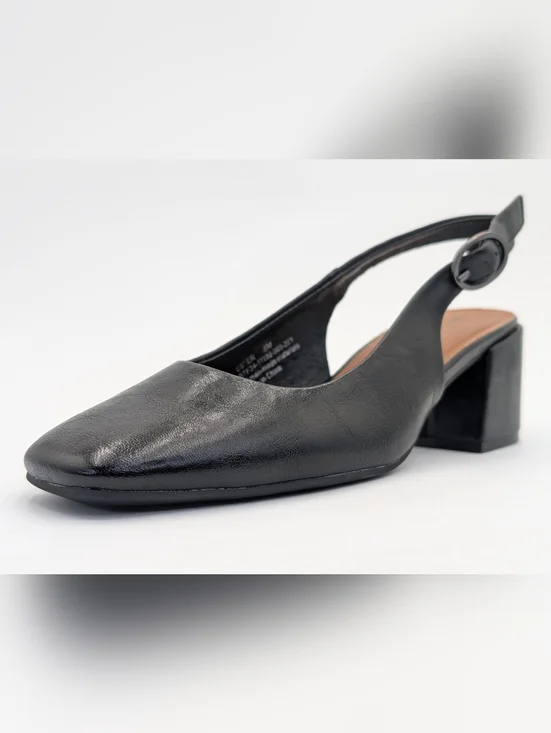 Baretraps "Ester" Women's Size 8M Black Faux Leather Slingback Block Heel - Picture 3 of 17